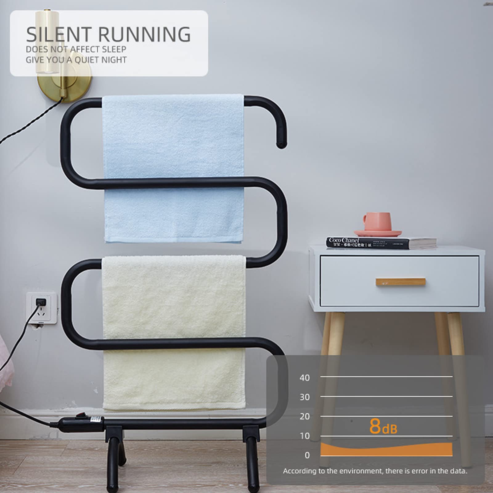 Amazon｜スマート電気タオルウォーマー、バスルーム用のSタイプ床置き